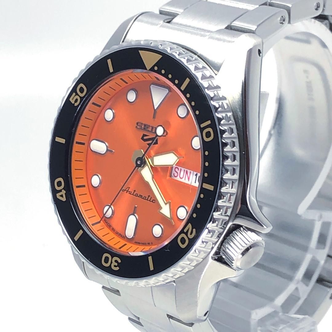 【美品・保証書・コマ・箱付き】SEIKO セイコー／5スポーツ 4R36-14B0／自動巻き／ステンレス／シルバー・オレンジ・ブラック