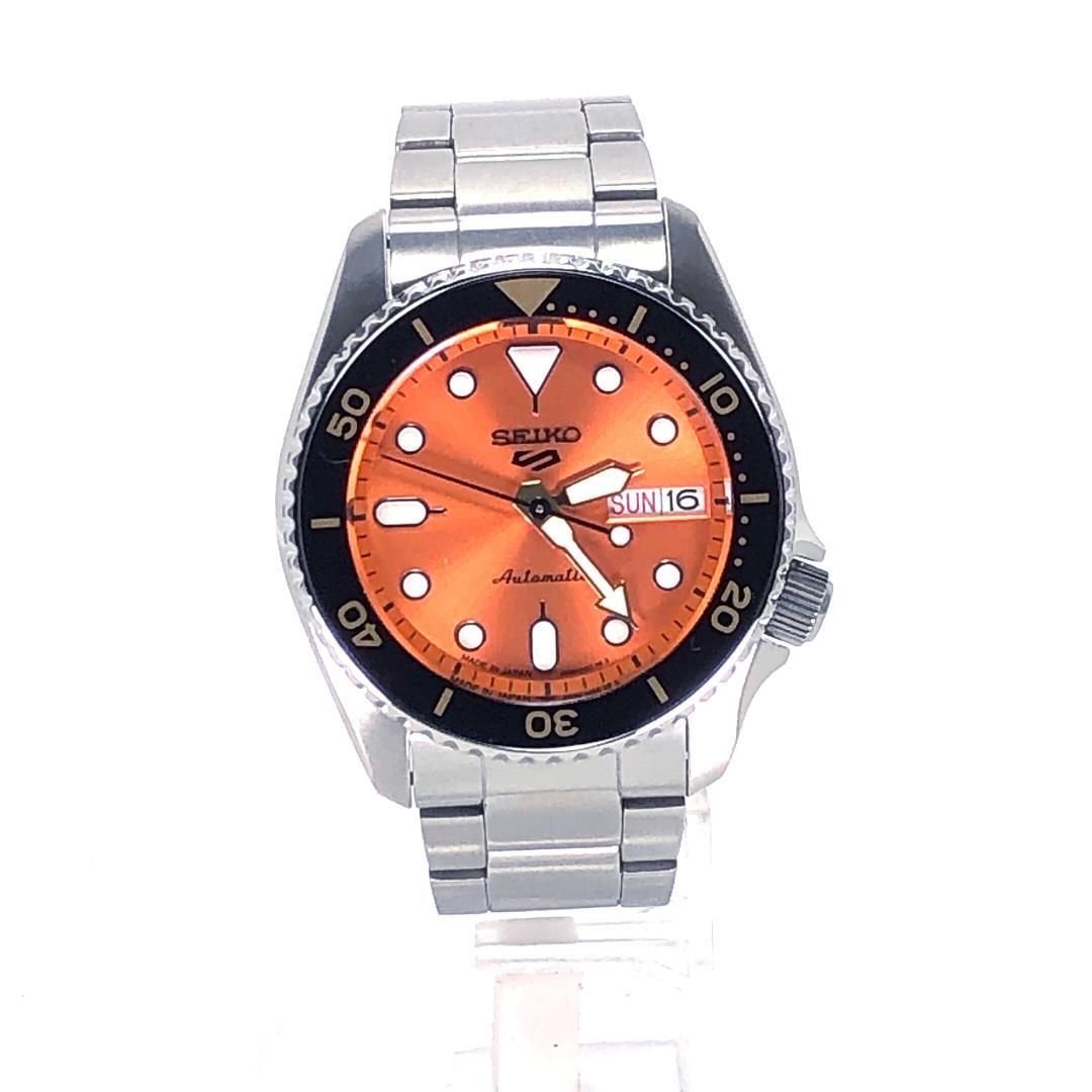 【美品・保証書・コマ・箱付き】SEIKO セイコー／5スポーツ 4R36-14B0／自動巻き／ステンレス／シルバー・オレンジ・ブラック