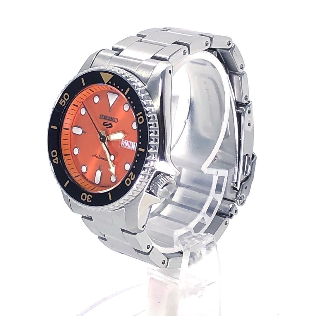 【美品・保証書・コマ・箱付き】SEIKO セイコー／5スポーツ 4R36-14B0／自動巻き／ステンレス／シルバー・オレンジ・ブラック