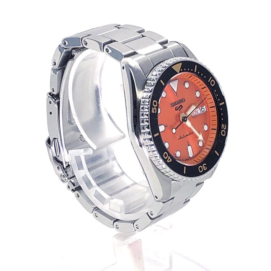 【美品・保証書・コマ・箱付き】SEIKO セイコー／5スポーツ 4R36-14B0／自動巻き／ステンレス／シルバー・オレンジ・ブラック
