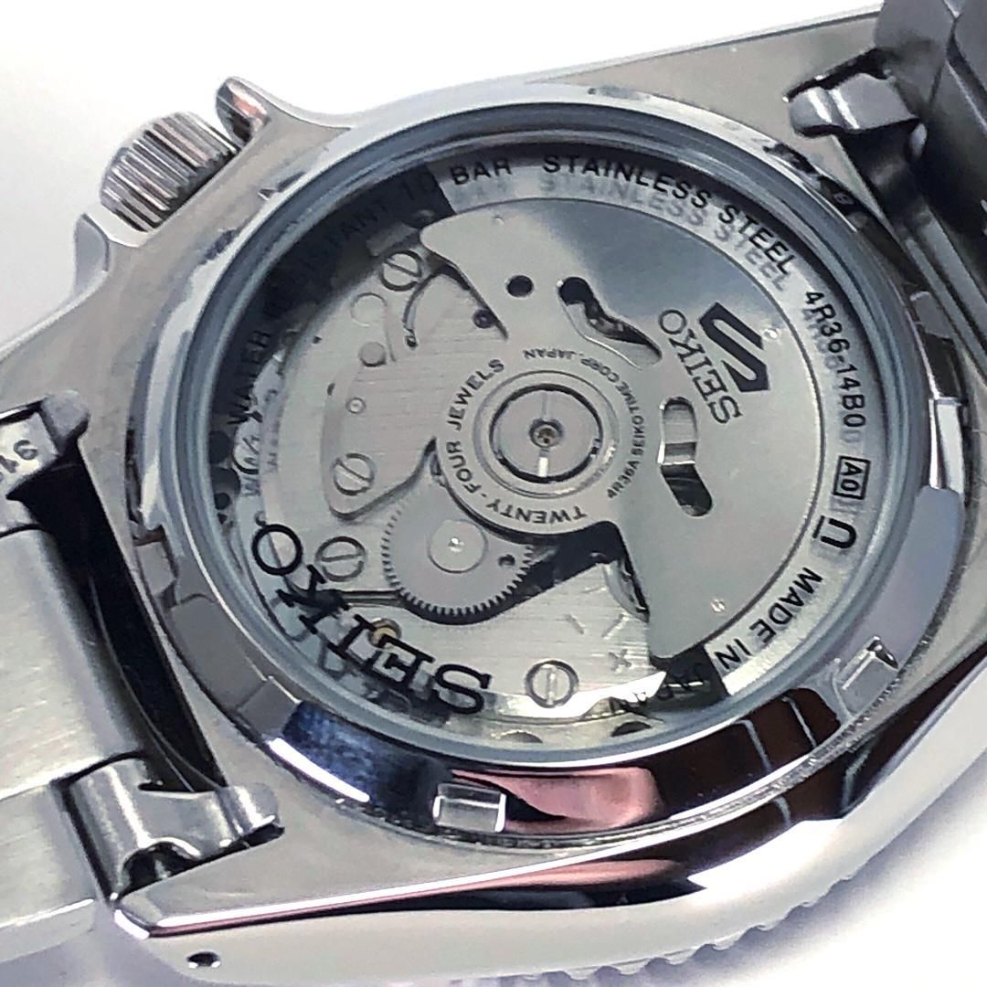 【美品・保証書・コマ・箱付き】SEIKO セイコー／5スポーツ 4R36-14B0／自動巻き／ステンレス／シルバー・オレンジ・ブラック
