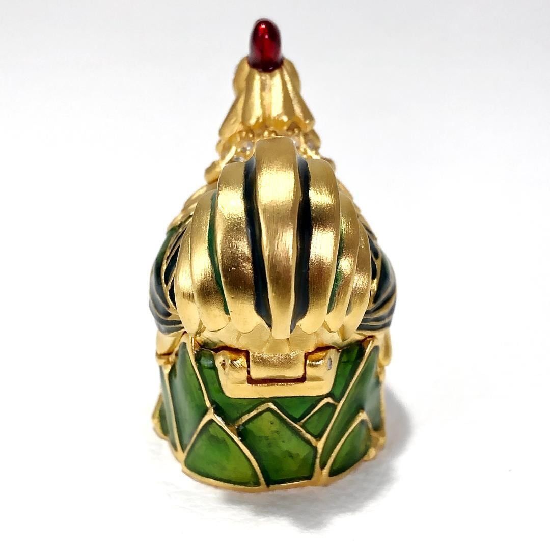 【希少・美品】Estee Lauder エスティ ローダー／練り香水入れ（ケースのみ） 2002年 ニワトリ／メタル ラインストーン／ゴールド・グリーン