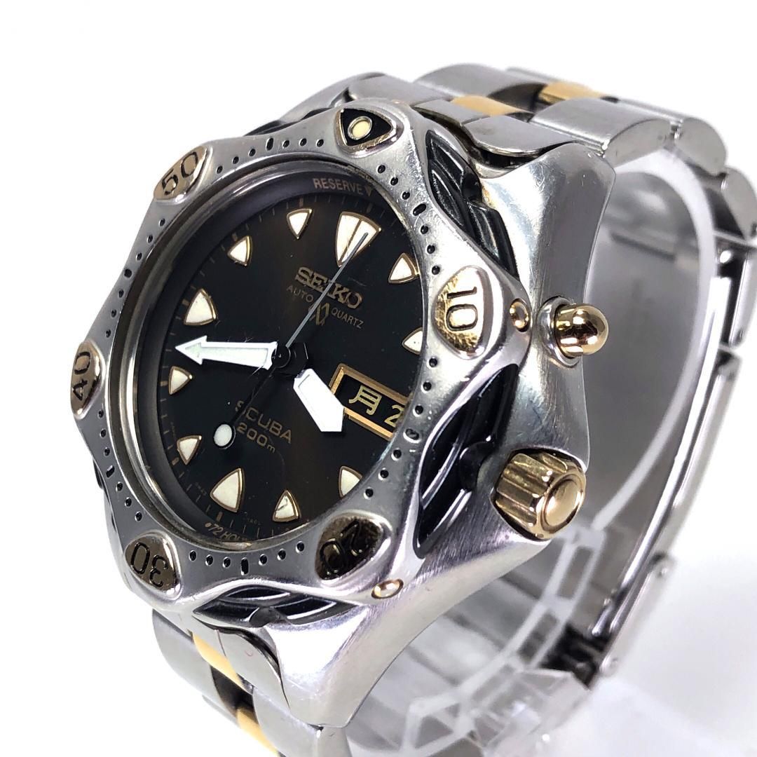【美品・箱付き】SEIKO セイコー／スキューバ 200m 5M23-7A00／オートクォーツ／ステンレス／シルバー・ゴールド
