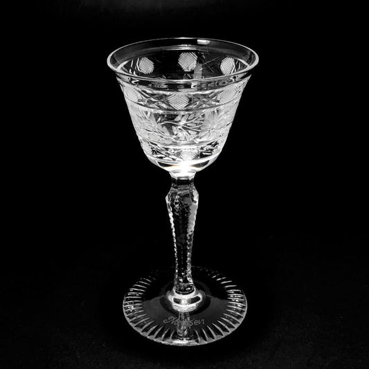 【美品】Meissen crystal マイセンクリスタル／フラワー グレイビング ワイングラス／クリスタルグラス／クリア／MC3