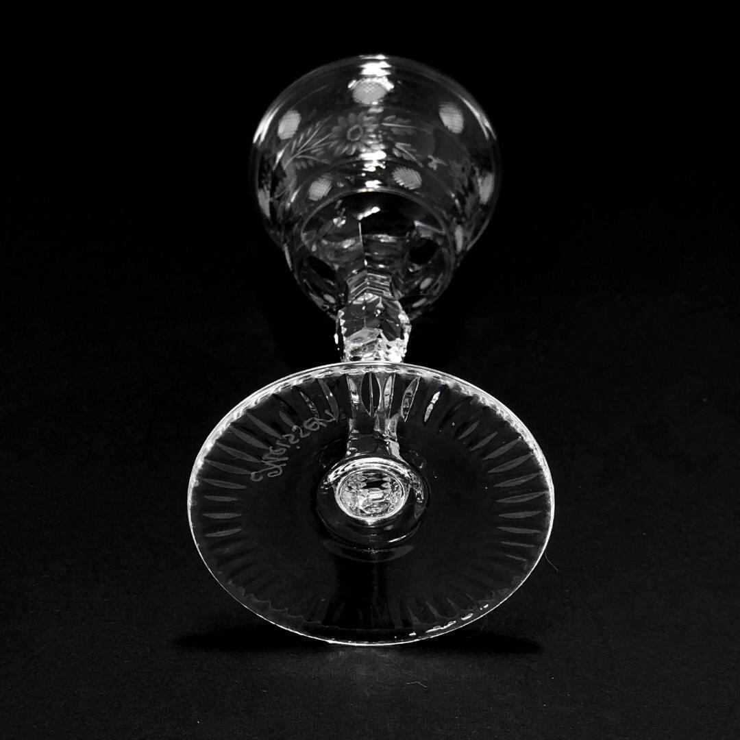 【美品】Meissen crystal マイセンクリスタル／フラワー グレイビング ワイングラス／クリスタルグラス／クリア／MC3