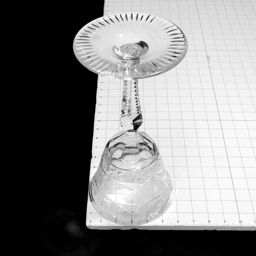 【美品】Meissen crystal マイセンクリスタル／フラワー グレイビング ワイングラス／クリスタルグラス／クリア／MC3