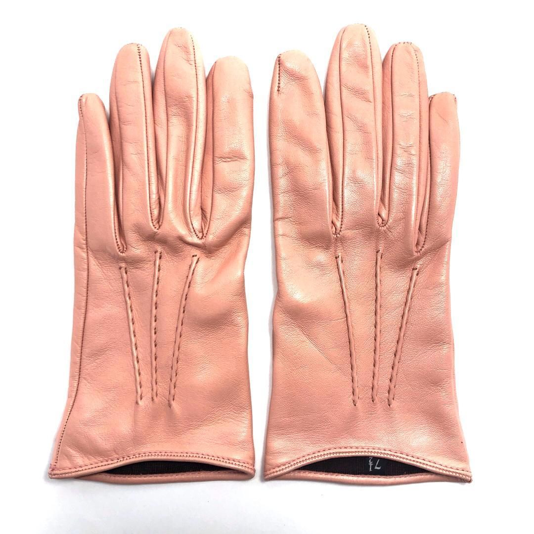 【美品・箱付き】MIU MIU ミュウミュウ／ラムスキン ナッパレザー グローブ／7.5／ピンク