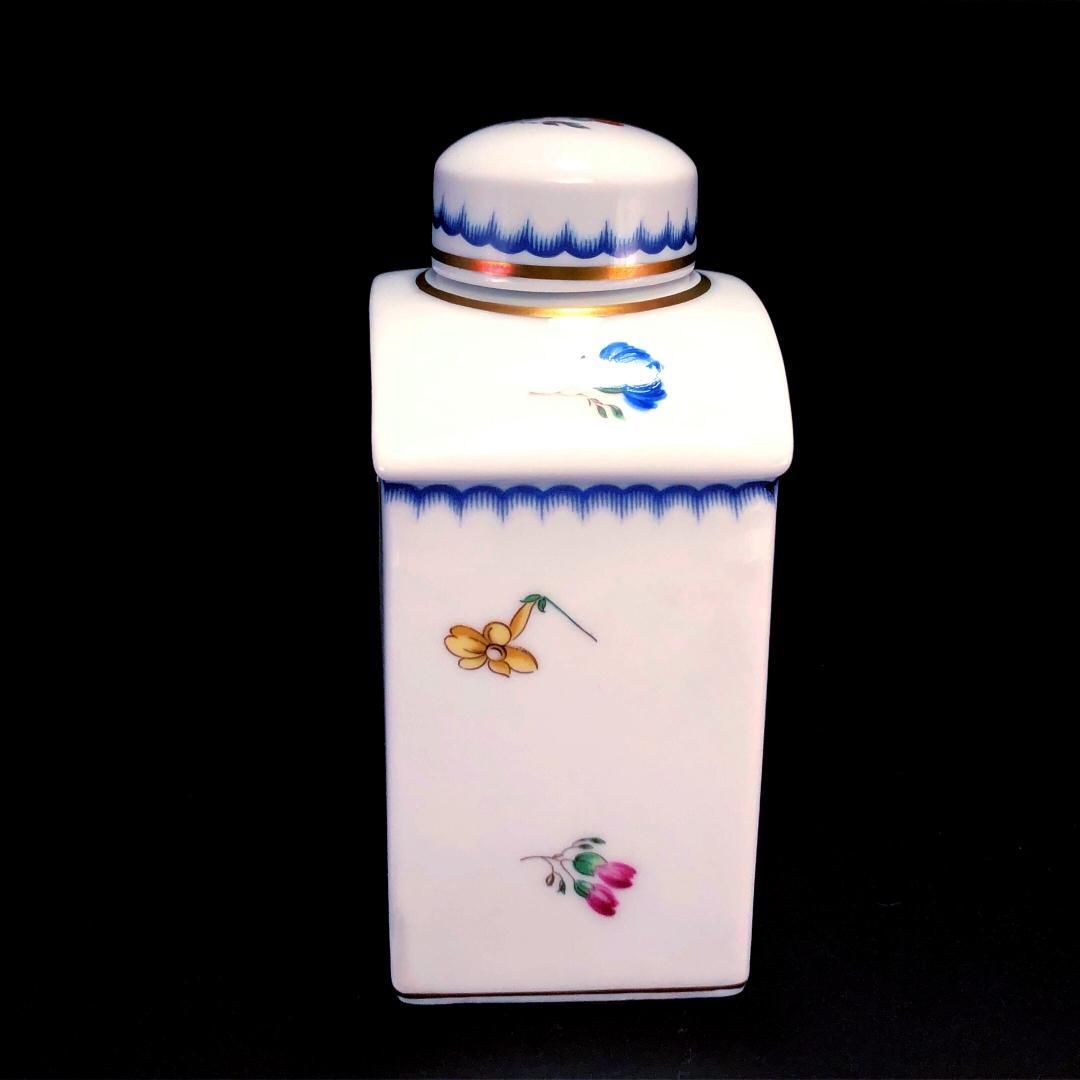 【美品】Richard Ginori リチャードジノリ／イタリアンフルーツ ティーキャディ 茶葉入れ／フルーツ 花／陶器／ホワイト