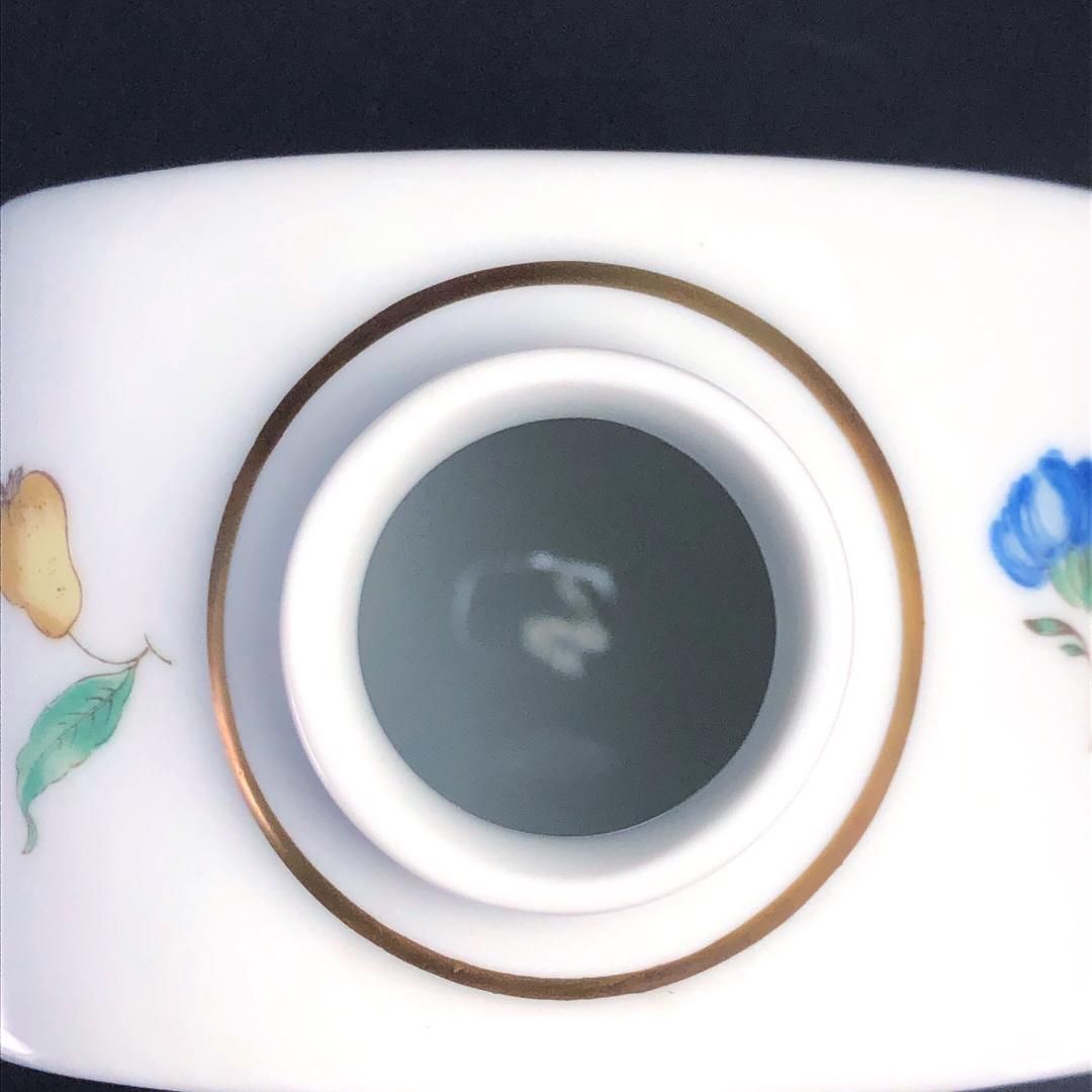 【美品】Richard Ginori リチャードジノリ／イタリアンフルーツ ティーキャディ 茶葉入れ／フルーツ 花／陶器／ホワイト