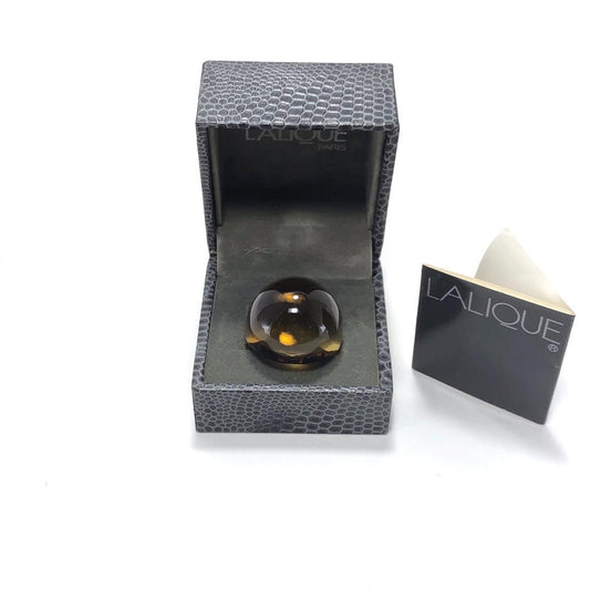 【美品・箱付き】Lalique ラリック／カボション リング／14号／特徴／グラス／イエロー・ブラウン