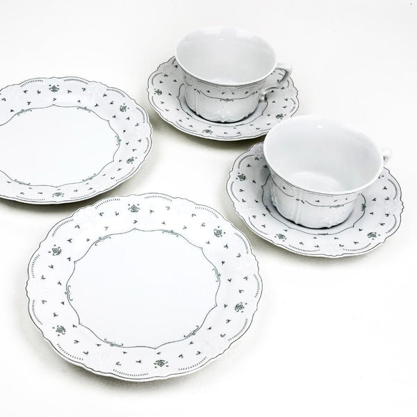 【訳あり・売り切り】TIRSCHENREUTH ティルシェンロイト／ババリア ペア カップ＆ソーサー・プレート／T03／陶器／ホワイト