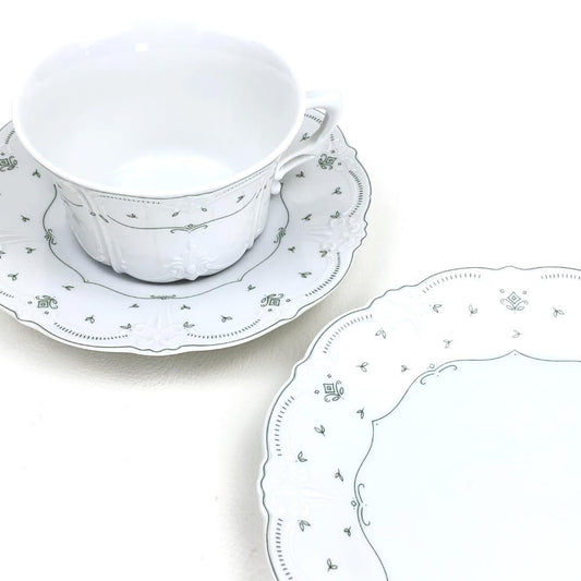 【訳あり・売り切り】TIRSCHENREUTH ティルシェンロイト／ババリア ペア カップ＆ソーサー・プレート／T03／陶器／ホワイト