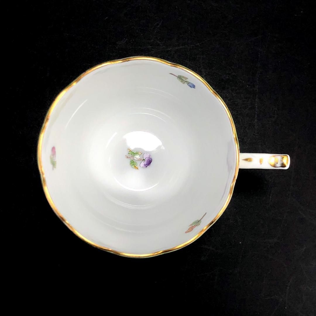 【訳あり・売り切り】HEREND ヘレンド／ヴィクトリア・ブーケ コーヒー カップ＆ソーサー／HV2／花 蝶／金彩／陶器／ホワイト