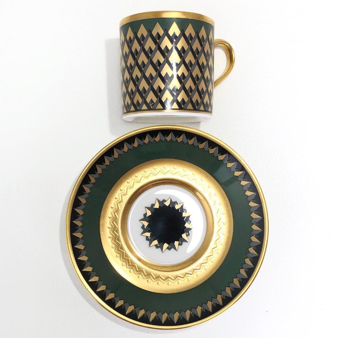 【希少・美品】Noritake ノリタケ／スタジオコレクション 金彩 カップ＆ソーサー／陶器／レッド グリーン