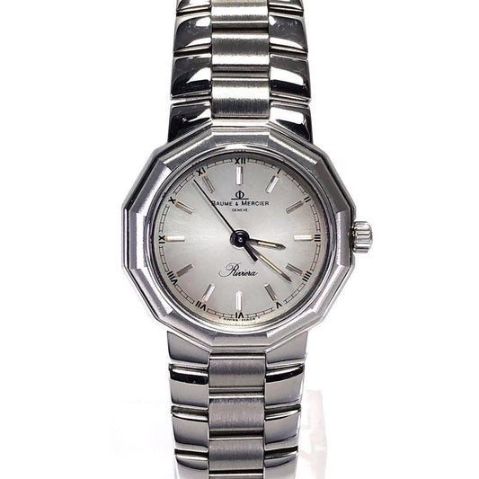 【美品・電池交換済・ケース・保証書付】BAUME＆MERCIER ボーム＆メルシエ／リビエラ 5231／クォーツ／ステンレス／シルバー