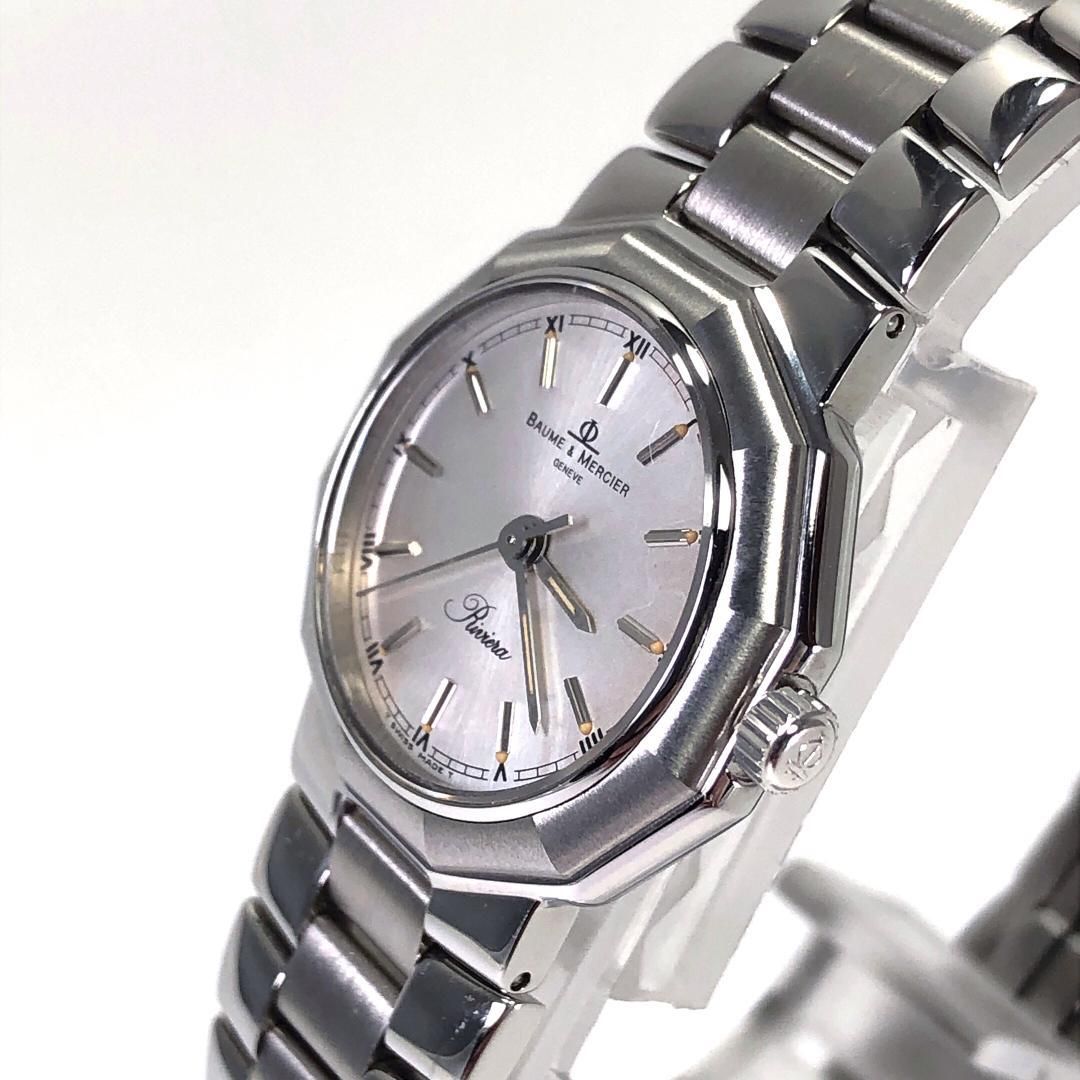【美品・電池交換済・ケース・保証書付】BAUME＆MERCIER ボーム＆メルシエ／リビエラ 5231／クォーツ／ステンレス／シルバー