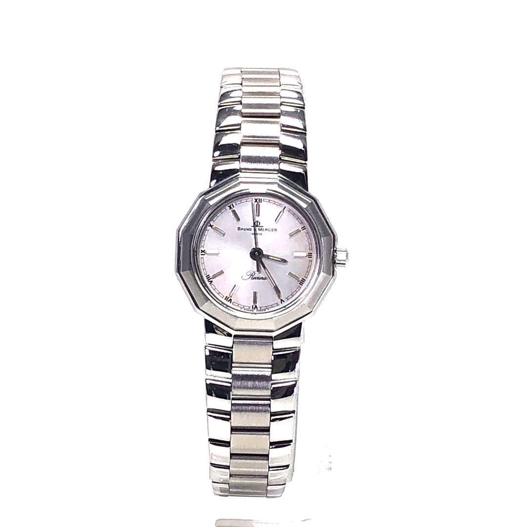 【美品・電池交換済・ケース・保証書付】BAUME＆MERCIER ボーム＆メルシエ／リビエラ 5231／クォーツ／ステンレス／シルバー