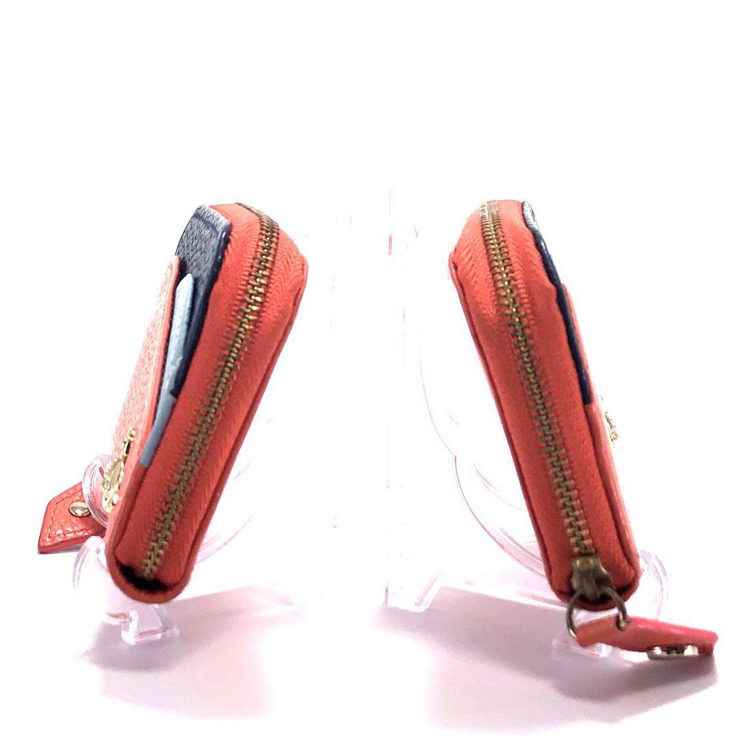 【美品】Vivienne Westwood ヴィヴィアンウエストウッド／ダブルフラップ レザー コインケース 財布／オーブ／レザー／オレンジ・ブラック・グレー