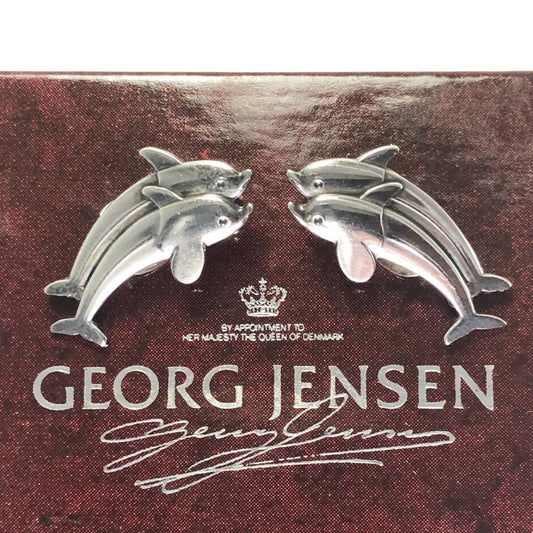 【美品・箱付き】Georg Jensen ジョージジェンセン／レディース ドルフィン イヤリング／129／SV925／シルバー