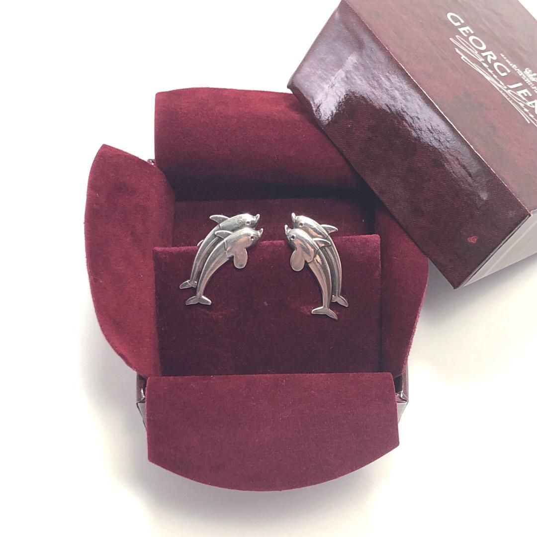 【美品・箱付き】Georg Jensen ジョージジェンセン／レディース ドルフィン イヤリング／129／SV925／シルバー