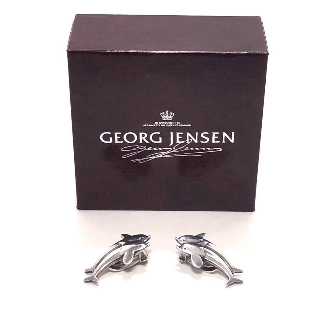 【美品・箱付き】Georg Jensen ジョージジェンセン／レディース ドルフィン イヤリング／129／SV925／シルバー