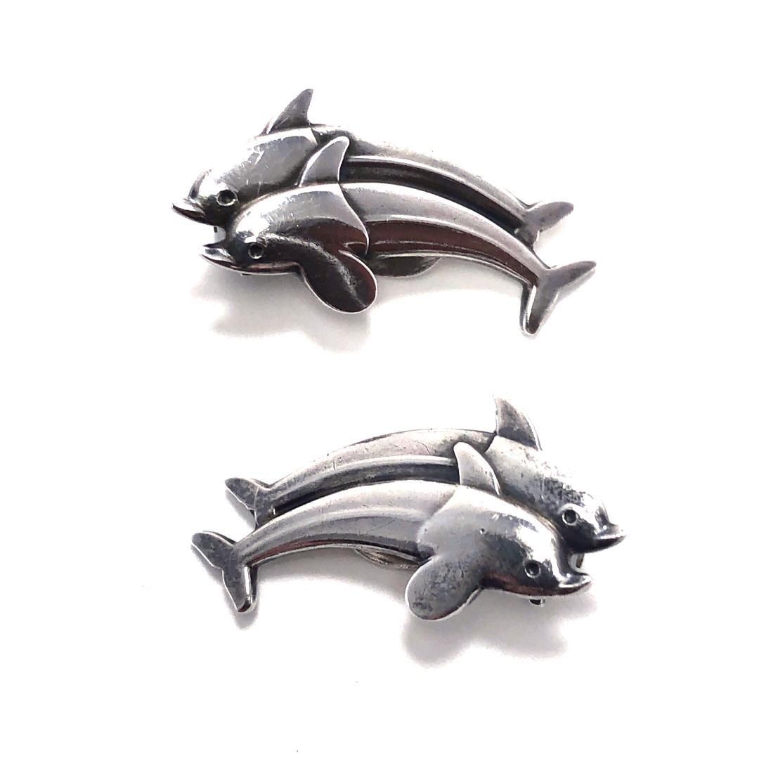 【美品・箱付き】Georg Jensen ジョージジェンセン／レディース ドルフィン イヤリング／129／SV925／シルバー