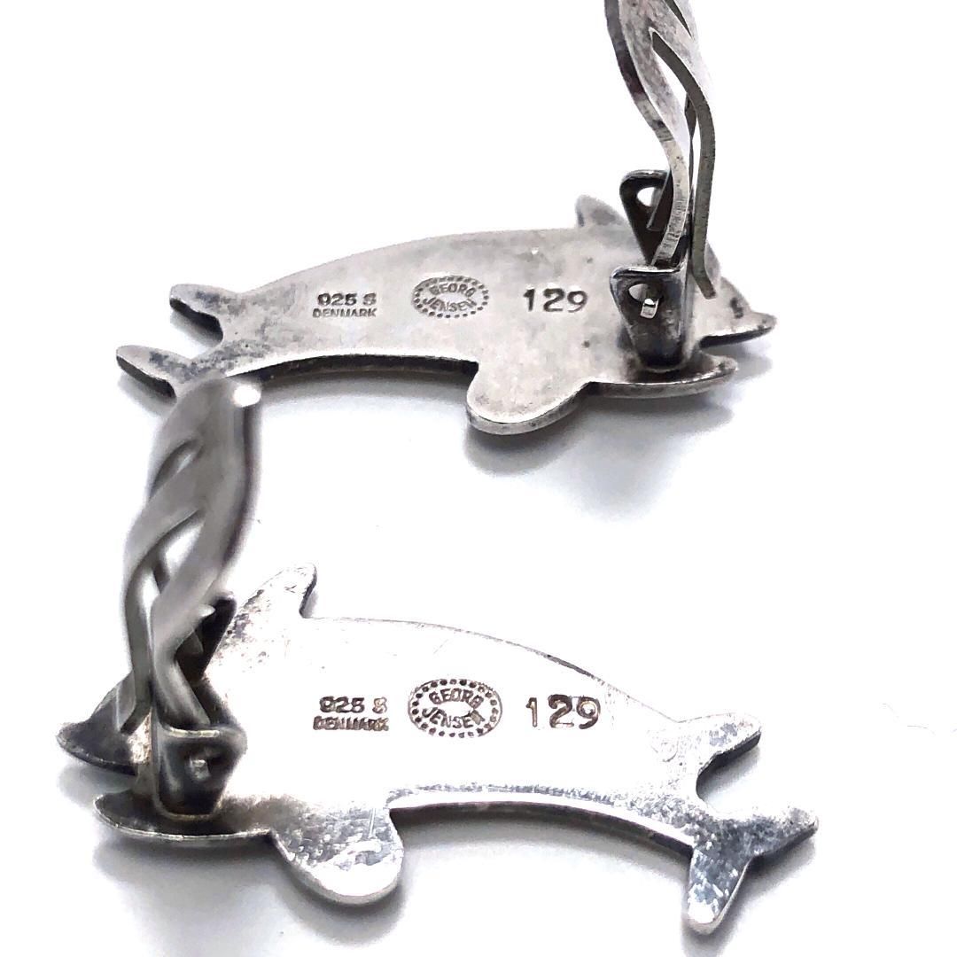 【美品・箱付き】Georg Jensen ジョージジェンセン／レディース ドルフィン イヤリング／129／SV925／シルバー