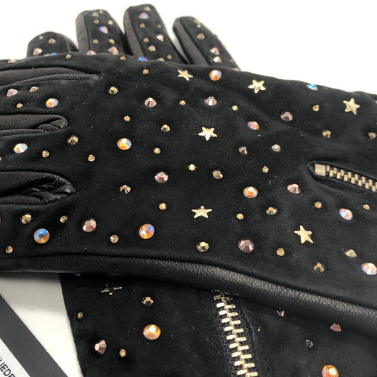 【美品】BRUNO CARLO ブルーノカルロ／レザー グローブ 手袋 スター スタッズ／レザー／ブラック