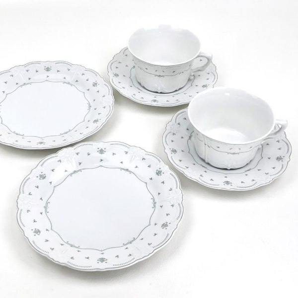 【美品】TIRSCHENREUTH ティルシェンロイト／ババリア ペア カップ＆ソーサー・プレート／T02／陶器／ホワイト