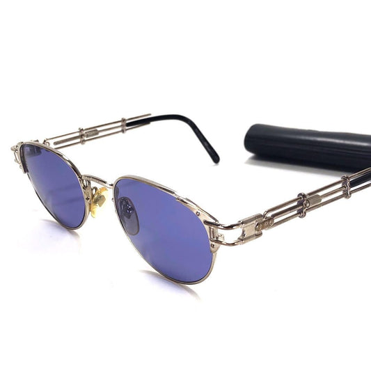 【美品・ケース付】Jean Paul Gaultier ジャンポールゴルチエ／オーバル型 サングラス／ネジモチーフ／メタル・グラス／ブルー・パープル・シルバー