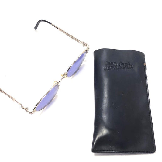 【美品・ケース付】Jean Paul Gaultier ジャンポールゴルチエ／オーバル型 サングラス／ネジモチーフ／メタル・グラス／ブルー・パープル・シルバー