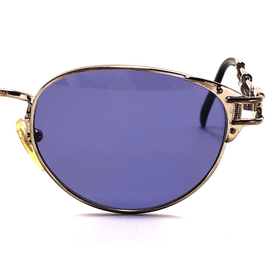【美品・ケース付】Jean Paul Gaultier ジャンポールゴルチエ／オーバル型 サングラス／ネジモチーフ／メタル・グラス／ブルー・パープル・シルバー