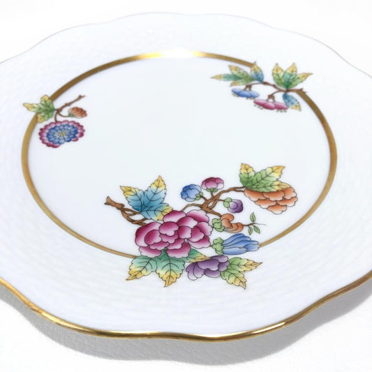 【美品】HEREND ヘレンド／皿／ヴィクトリア・ゴールド デザートプレート／陶器／ホワイト