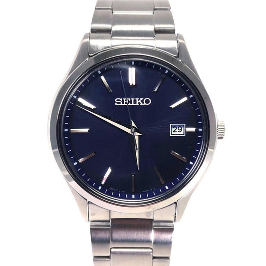 【美品・箱・コマ付き】SEIKO セイコー／セレクション Sシリーズ V157-0DR0／ソーラークォーツ／ステンレス／シルバー・ネイビーブルー