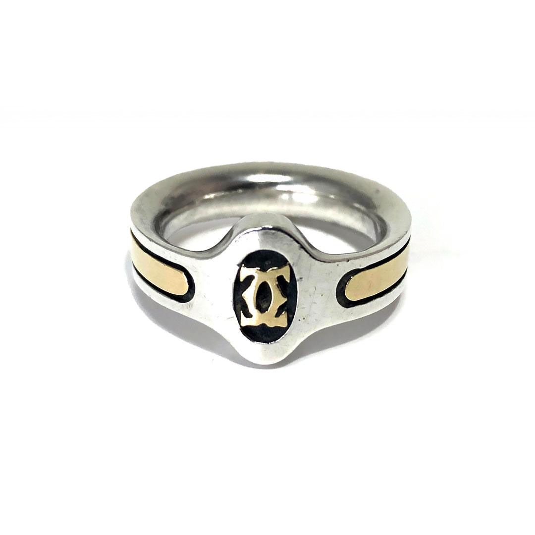 【ヴィンテージ・希少】Cartier カルティエ／2C デザイン リング／／9号／SV925・18K／シルバー・ゴールド