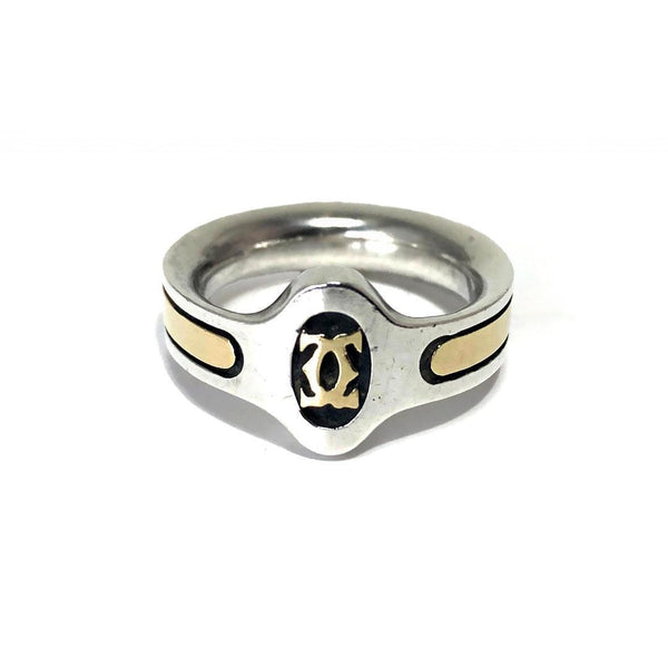 【ヴィンテージ・希少】Cartier カルティエ／2C デザイン リング／／9号／SV925・18K／シルバー・ゴールド