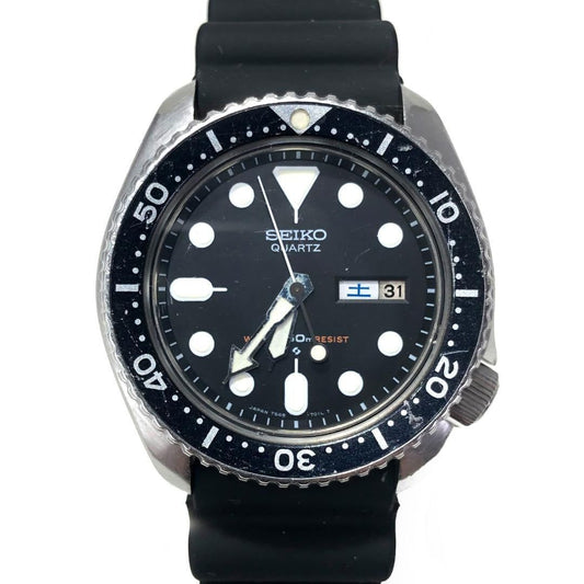 【電池交換済み】SEIKO セイコー／メンズ 腕時計／ダイバー 150m 7548-7000／クォーツ／ステンレス ラバー／ブラック シルバー