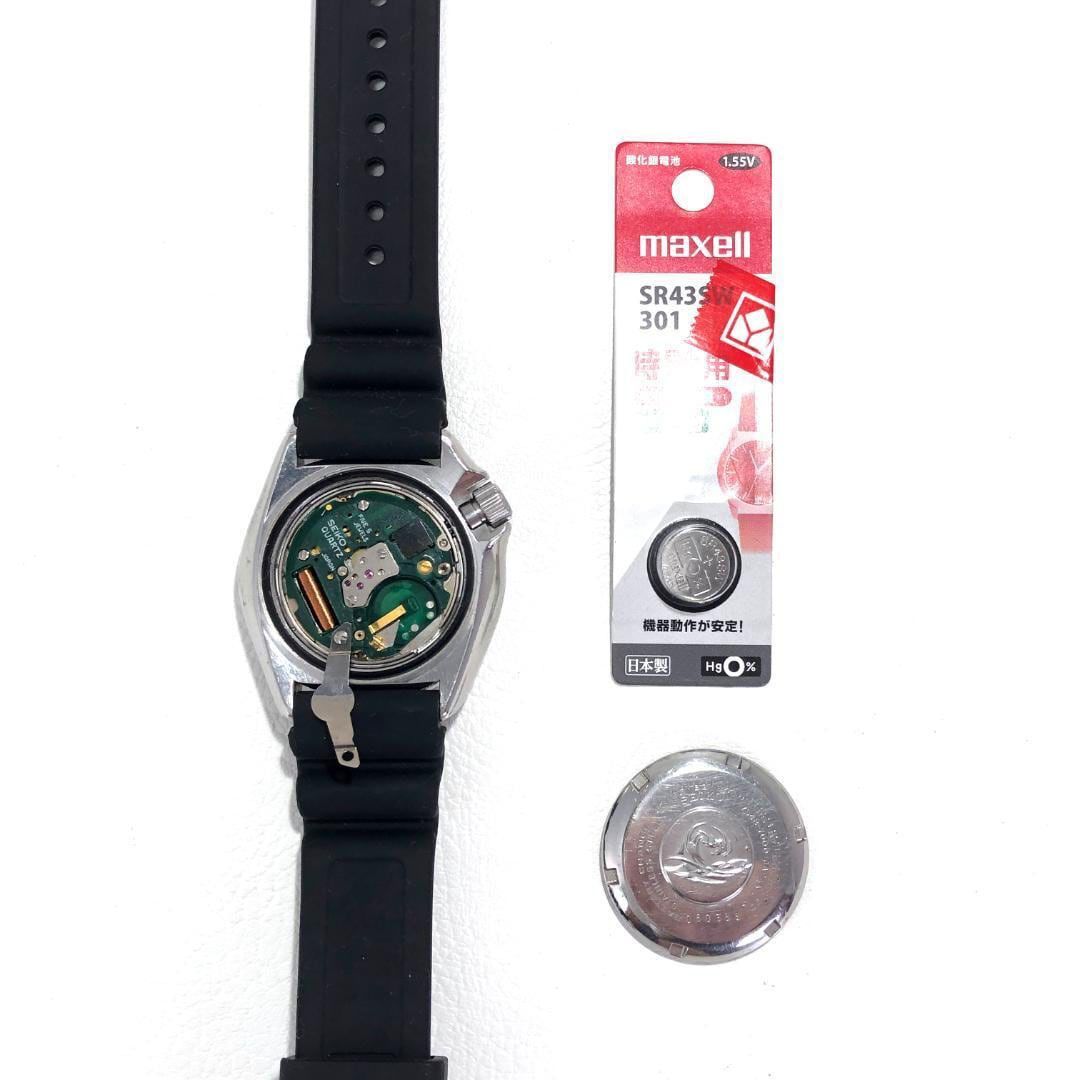 【電池交換済み】SEIKO セイコー／メンズ 腕時計／ダイバー 150m 7548-7000／クォーツ／ステンレス ラバー／ブラック シルバー