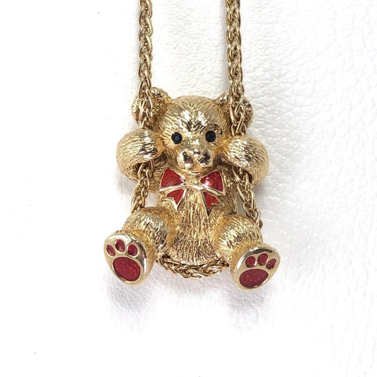 【美品】BURBERRYS バーバリーズ／レディース ベア ネックレス／リボン ブランコ／GP／ゴールド