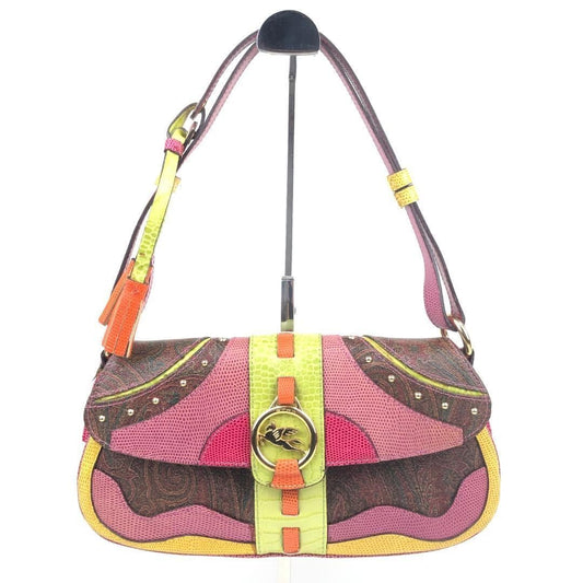 【美品】ETRO エトロ／レディース パッチワーク マルチカラー ショルダーバッグ／PVC・型押し／マルチカラー