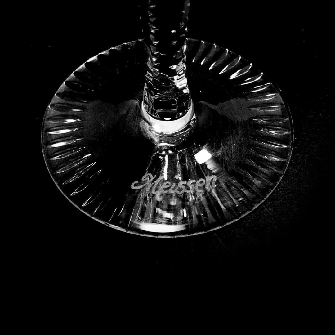 【美品】Meissen crystal マイセンクリスタル／フラワー グレイビング ワイングラス／クリスタルグラス／クリア／MC3