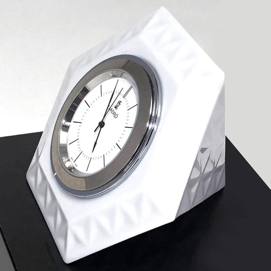 【美品・台座付】LLADRO リヤドロ／置き時計／白磁 ダイヤモンド型 SKU:01009288／陶器／ホワイト