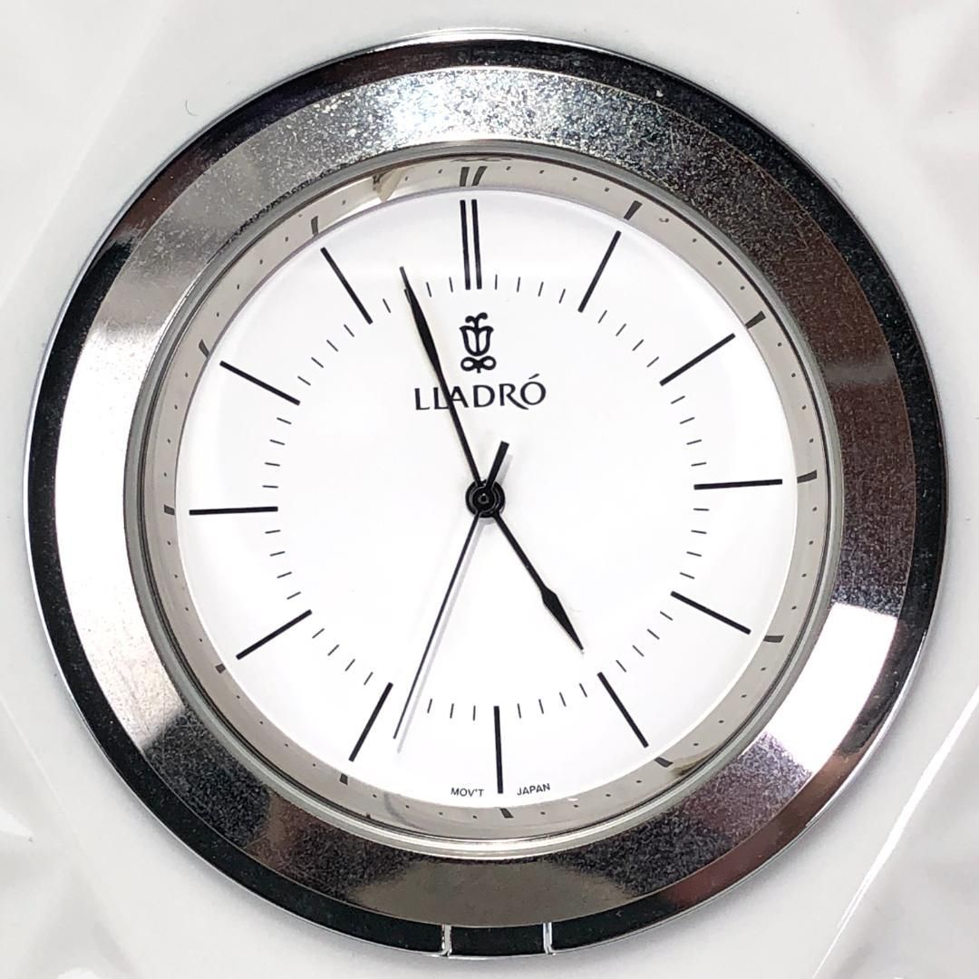 【美品・台座付】LLADRO リヤドロ／置き時計／白磁 ダイヤモンド型 SKU:01009288／陶器／ホワイト