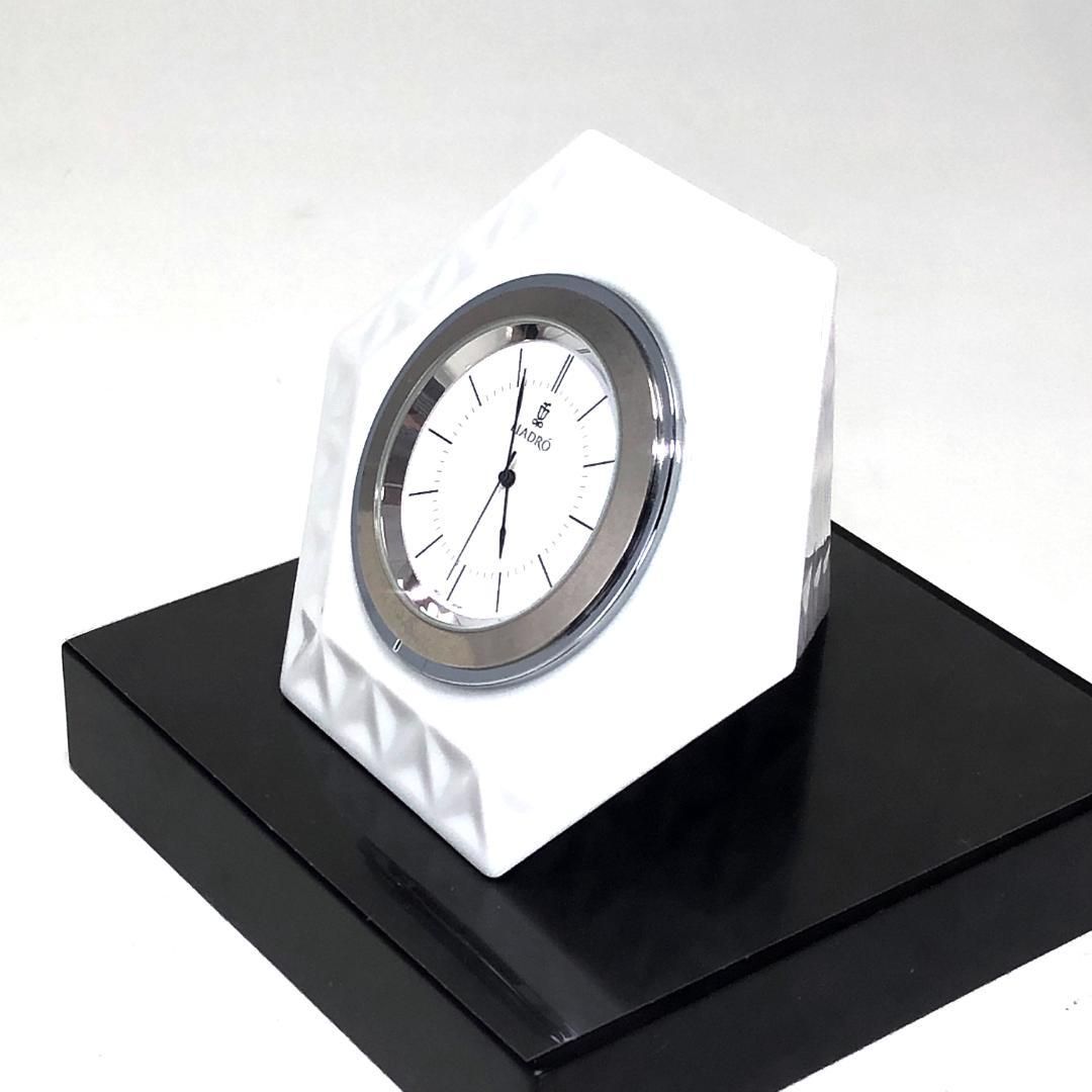 【美品・台座付】LLADRO リヤドロ／置き時計／白磁 ダイヤモンド型 SKU:01009288／陶器／ホワイト