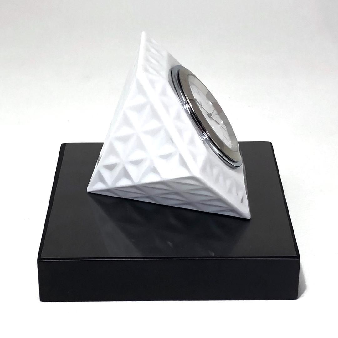 【美品・台座付】LLADRO リヤドロ／置き時計／白磁 ダイヤモンド型 SKU:01009288／陶器／ホワイト