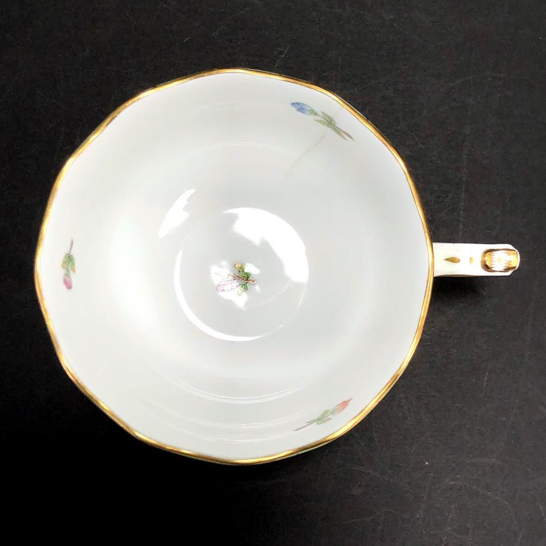 【訳あり・売り切り】HEREND ヘレンド／ヴィクトリア・ブーケ カップ＆ソーサー ／花 蝶／金彩／陶器／ホワイト