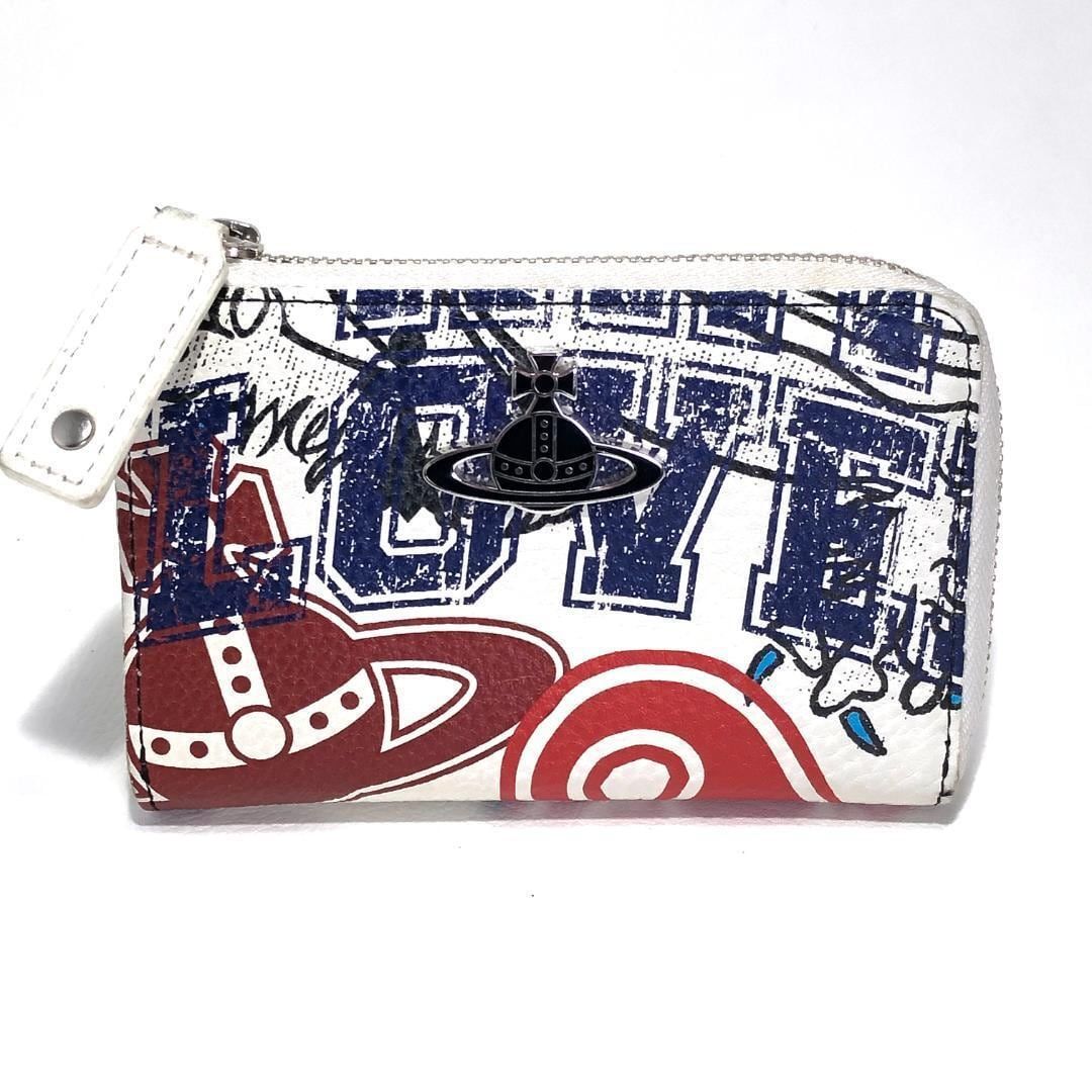【美品】Vivienne Westwood ヴィヴィアンウエストウッド／FRATHOUSE L字 ジップウォレット／レザー／ホワイト