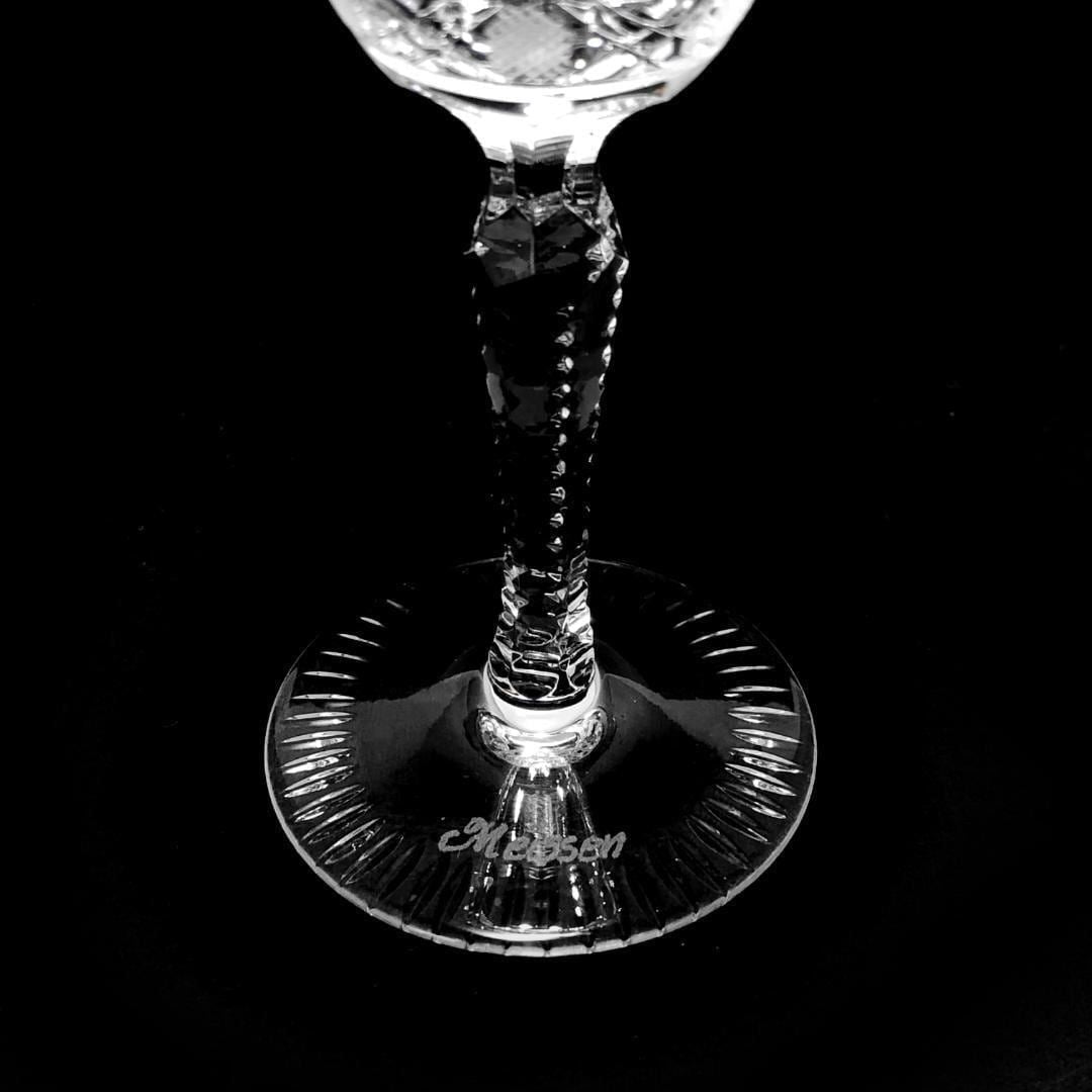 【美品】Meissen crystal マイセンクリスタル／フラワー グレイビング ワイングラス／クリスタルグラス／クリア／MC5