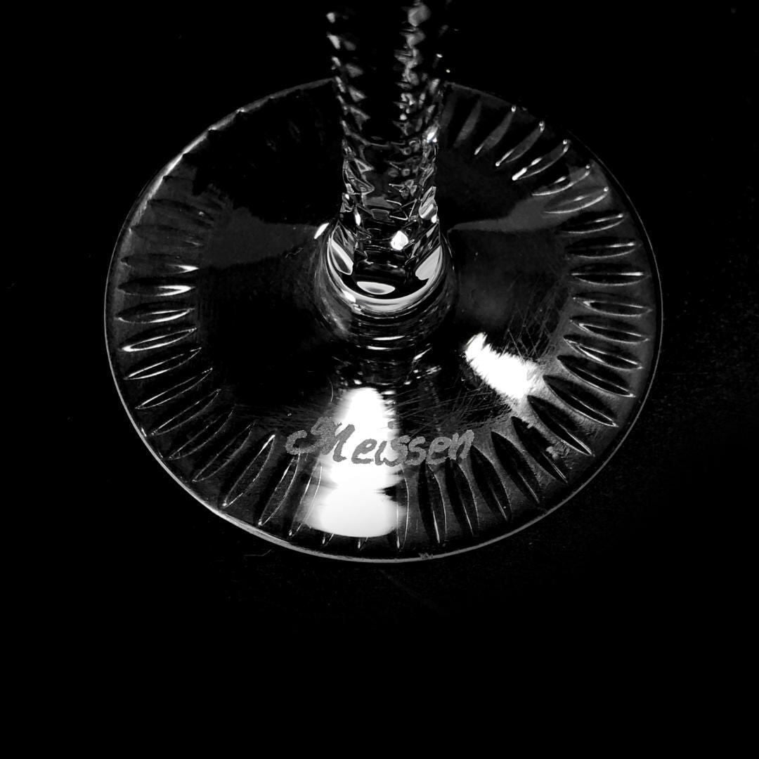 【美品】Meissen crystal マイセンクリスタル／フラワー グレイビング ワイングラス／クリスタルグラス／クリア／MC5