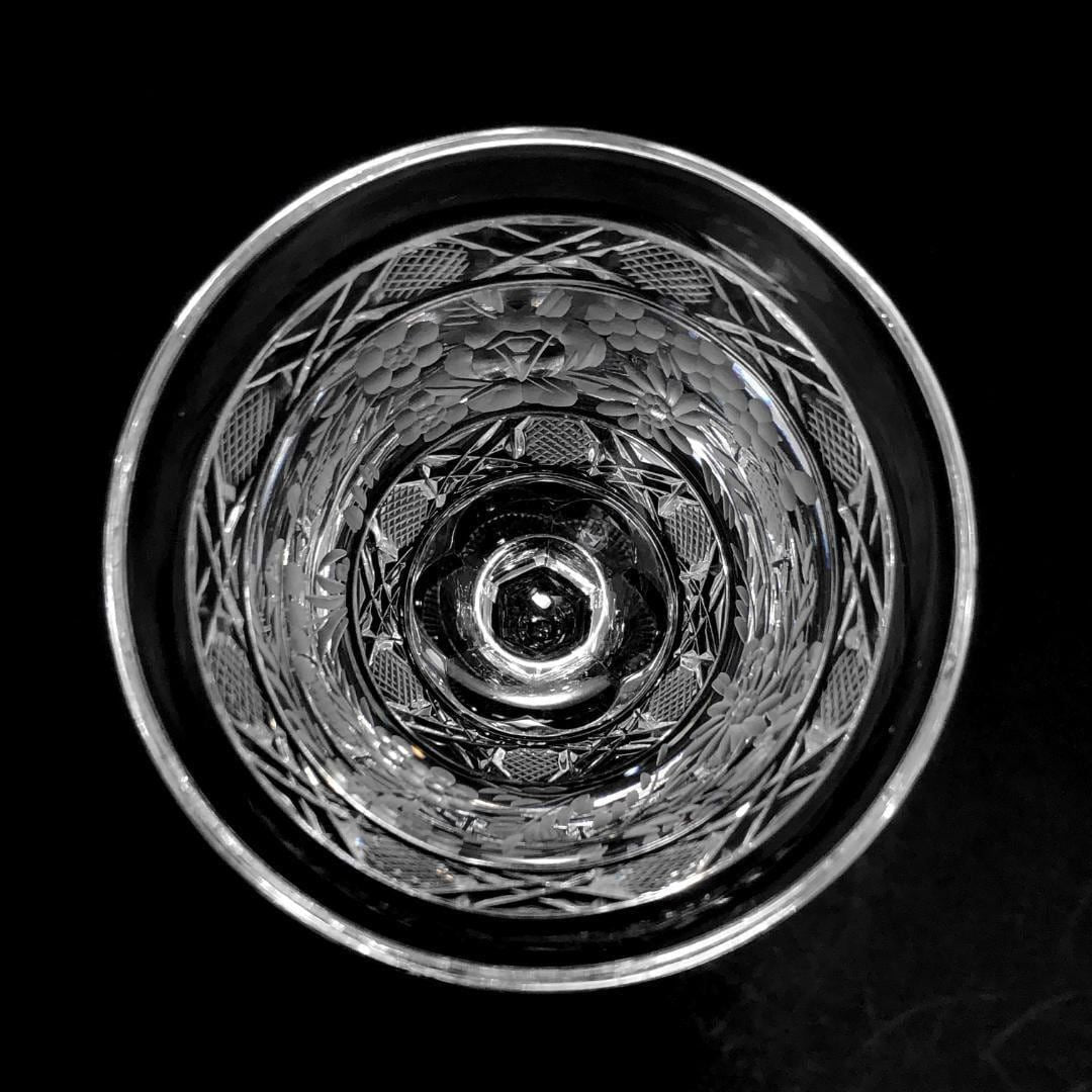 【美品】Meissen crystal マイセンクリスタル／フラワー グレイビング ワイングラス／クリスタルグラス／クリア／MC5